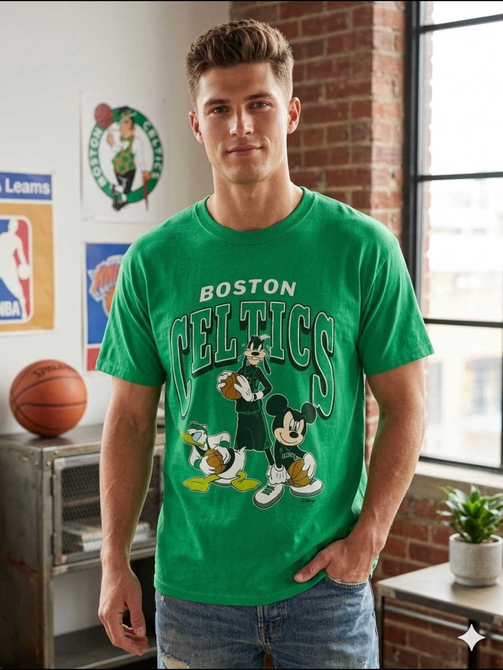 Disney Green Boston Celtics Short Sleeve Tee